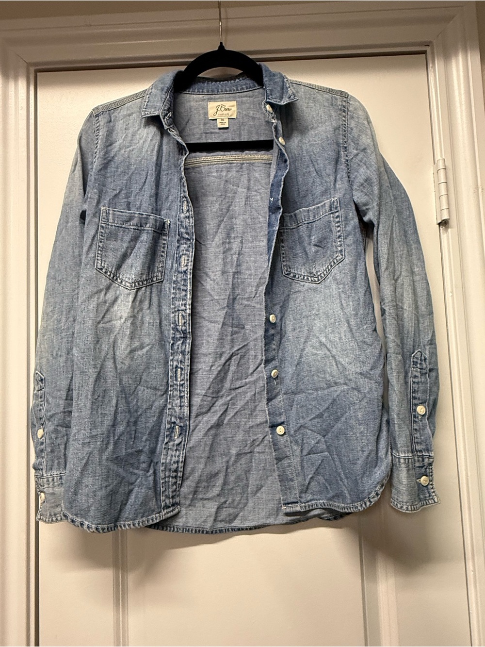J.Crew Size 00 Chambray Denim Button Down Shirt Blue